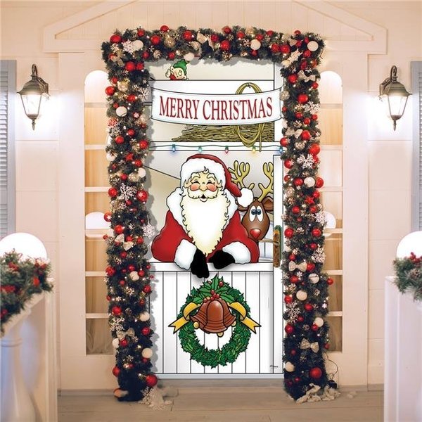 My Door Decor My Door Decor 285906XMAS-004 36 x 80 in. Santas Reindeer Barn Christmas Front Door Mural Sign Banner Decor; Multi Color 285906XMAS-004